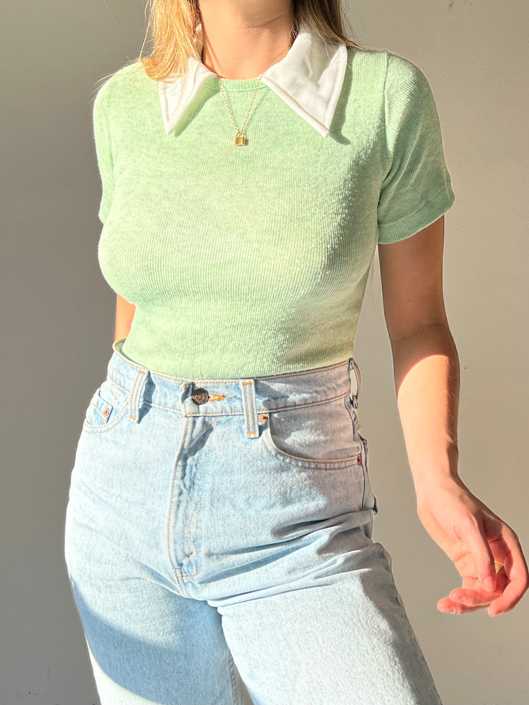 70s Seafoam Knit Bodysuit