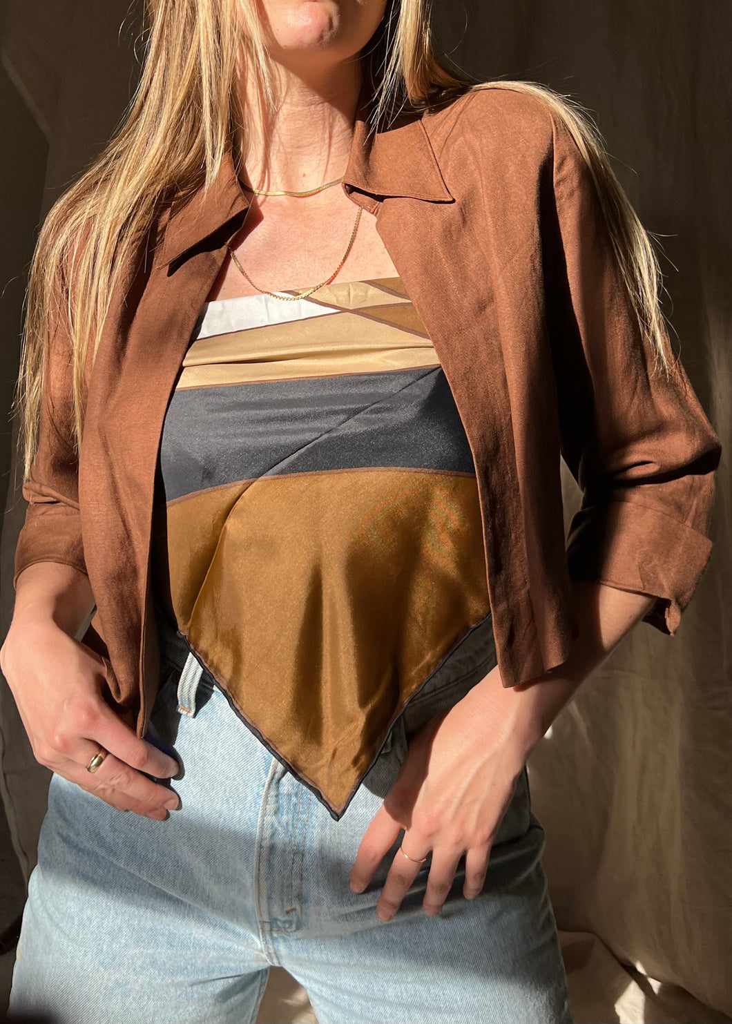 90s Linen Crop Blazer