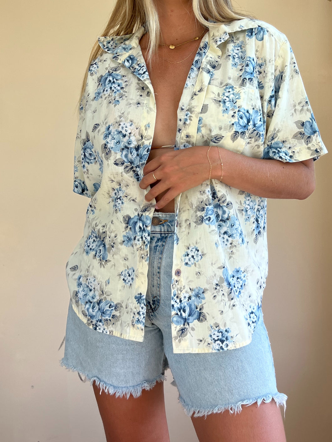 70s Floral Button Up