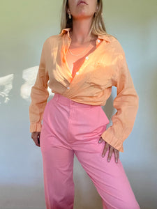 80s Tangerine Linen Shirt